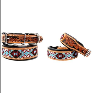 Colliers pour chiens en cuir perlé faits à la main, style artisanal, réglables, décoratifs, pour l'entraînement, sûrs et stables - Product Image 2