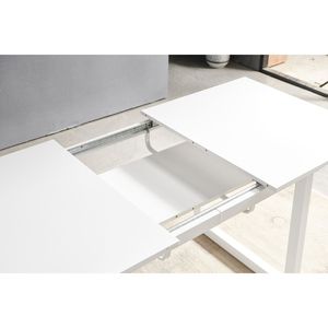 Modern 70.86 W X 31.5 <b>D</b> Square Extendable Dining <b>Table</b> with White Color Metal Leg Space Saving for Kitchen & Living Room - Product Image 4