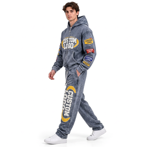 Ensemble sweat à capuche et jogging en coton délavé sur mesure pour homme, coupe oversize, épais, style streetwear décontracté et tendance - Product Image 4