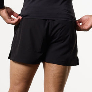 Men's <b>Black</b> Quick Dry Sport Shorts With Drawstring Waist And Pockets Mid Rise Solid Color Woven Fabric - Product Image 4