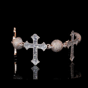 Custom Cross Rose Gold Plated Fine Chain & Link Bracelets for <b>Men</b> IGI Certified Moissanite Diamond Hip Hop S925 Silver Jewelry - Product Image 4