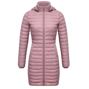 Precio de Fábrica, Chaqueta Larga Acolchada con Capucha para Mujer, Color Sólido, Cierre de Cremallera, Manga Larga, Ropa de Abrigo Cálida para Invierno, OEM ODM - Product Image 6