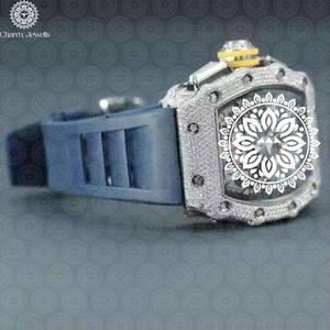 Montre de luxe Charm Jewells en acier inoxydable, boîtier de 40 mm, mouvement mécanique analogique, incrustée de diamants, bracelet tendance pour homme, 10 bars - Product Image 2