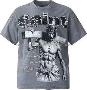 Oversized <b>Gothic</b> Men's T-<b>Shirt</b> With Angel Print Screen Printed Cotton Short Sleeve O-Neck Jersey Fit Regular Length Front Logo - Product Image 6