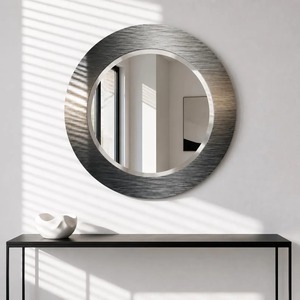 Brushed Metal Ombre <b>Round</b> Handmade Contemporary Design <b>Wall</b> <b>Mirror</b> Beveled Edge From REHMAN CRAFT - Product Image 2