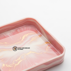 Bandeja de Almacenamiento de Resina con Efecto Mármol Irrompible, Estilo Nórdico, Organizador Decorativo de Escritorio de Alto Brillo, Personalizado con Amatista, Jade - Product Image 5