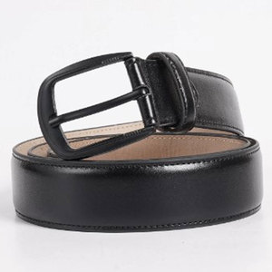 Ceinture décontractée en cuir véritable, couleur unie, boucle en fer, robuste, style moulé d'une seule pièce - Product Image 2