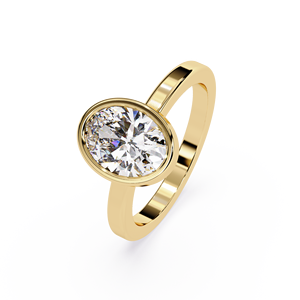 Anillo de Compromiso Minimalista con Bisel Ovalado y Diamante Cultivado en Laboratorio de 1.0ct 2.0ct 3.0ct, Oro Amarillo de 14K, Certificado IGI, Joyería Personalizada - Product Image 3