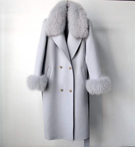 Veste en cachemire d'agneau pour femme, col en fourrure de renard véritable, pour l'hiver, Black Friday - Product Image 5