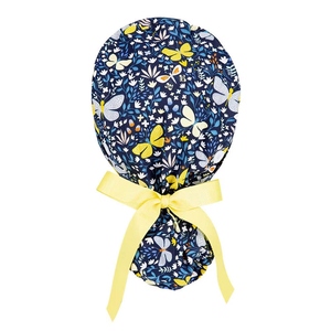 Gorro Quirúrgico Unisex con Estampado Floral y Lazo Amarillo, Accesorio para Uniforme de Hospital, con Detección de Agujas, Tejido de Mezclilla de Spandex/Poliéster - Product Image 2