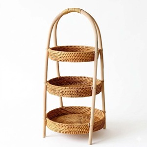 Home decoration handcrafted rattan tiered shelves best quality <b>storage</b> <b>unit</b> 3 tier wicker <b>basket</b> - Product Image 4
