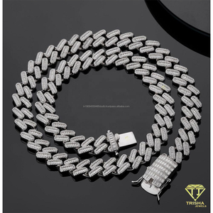 สร้อยคอแฟชั่นแบบ Cuban Link  ประดับเพชรโมอิสซาไนต์ เงินแท้ 925  สำหรับผู้ชายและผู้หญิง ขายส่งเครื่องประดับ - Product Image 2