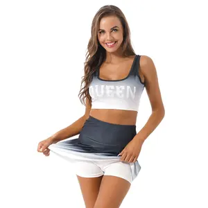 Custom sexy women plus size foto rhinestone two piece cheerleader skirt uniform