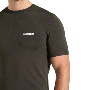 Camiseta de manga corta con cuello redondo para hombre, de punto texturizado, corte ajustado, estampado en el pecho, informal, venta al por mayor, OEM, camisetas de algodón tipo jersey - Product Image 5