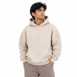 Sudadera con Capucha Oversize Unisex Beige de GYM ACTIVE ENTERPRISES, Personalizable, Antiarrugas, de Forro Polar, Estilo Urbano - Product Image 4
