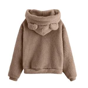 Hoodie Teddy Y2K pour femme, grande taille, avec broderie d'ours, en tissu polaire, collection Hiver 2026, manches longues, coupe oversize - Product Image 3