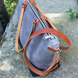 Bolso Tote de Lona y Cuero, Estilo Vintage, para Viajes, Trabajo, Compras, Bolso de Hombro, Gran Capacidad, Duradero, Bordado Abierto, LCTB-0046 - Product Image 4