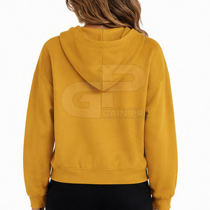 Fashion Cropped Zipper Hoodies For Women Long Sleeve Hooded <b>Tops</b> Soft Cotton Fabric <b>Zip</b> Up <b>Front</b> Ribbed Hem Streetwear Style - Product Image 2