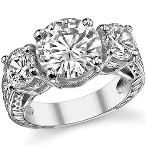 Round Cut Moissanite <b>Ring</b> 925 Sterling <b>Silver</b> White Gold Plated Engagement Wedding Bridal <b>Solitaire</b> Promise <b>Ring</b> Dainty Jewelry - Product Image 1