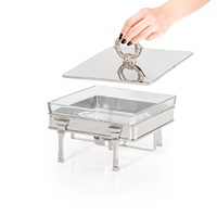 Chauffe-Plats Professionnel en Acier Inoxydable 304, Chauffage à la Vapeur, Capacité 9L, Grilles Réglables, Maintien au Chaud des Aliments, Idéal pour la Restauration, Hôtels et Restaurants, Durable et Moderne