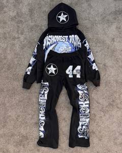 High Quality Custom Made Streetwear Men Sweatsuit <b>Set</b> Heavyweight Hoodie And Sweatpants Supplier - Product Image 1