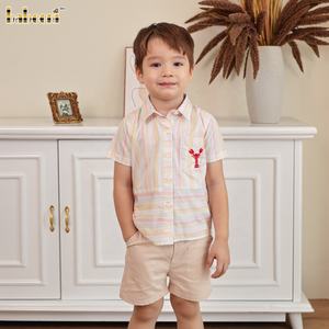 Garçons ECO chemise à manches courtes ODM OEM garçons ensemble de vêtements pour enfants smockés vêtements pour enfants-BC1368 - Product Image 5