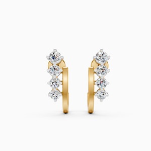 Elegantes pendientes de línea moderna con diamantes cultivados en laboratorio de 0,58 quilates en oro amarillo, blanco y rosa de 9 quilates. - Product Image 3