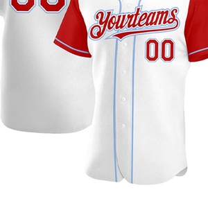 Haute qualité personnalisé couleur unie vêtements de baseball boutonné personnalisé cousu nom numéro maillot de baseball couleur rouge et blanc - Product Image 6