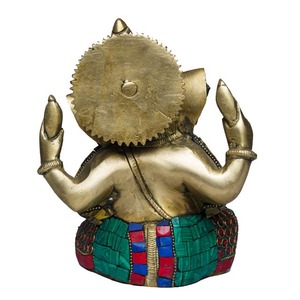 Hot Sale Luxury Handmade Gold-Plated Brass Ganesh Sculpture (Modern Antique) for Hindu <b>Temple</b> Worship Meditation Space Use Good - Product Image 2