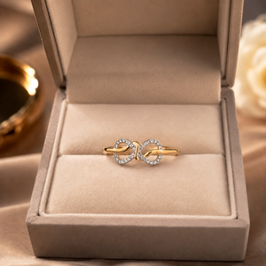 Anillo de Diamantes de Oro Amarillo de 18K, Diamante Natural de 0.15ct, Claridad SI G-H, Diseños Infinitos Entrelazados, Joyería Fina para Regalo |   Anillo de Lujo - Product Image 2