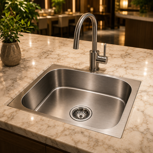Brushed Stainless Steel <b>Kitchen</b> <b>Sink</b> 304 Grade Single Bowl Countertop Basin Trending - Product Image 4