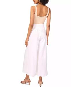 Pantaloni larghi tagliati in vita in misto lino da donna - Product Image 4