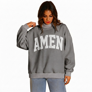 Low Price Women's Oversized Knitted Embroidered Mock <b>Neck</b> <b>Light</b> Color Sweatshirt Cotton Blend Anti-Shrink Pullover - Product Image 4