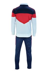 Men Streetwear Color Block Full Length <b>Zip</b> Lightweight Breathable Polyester Tracksuit <b>Jogger</b> Set Crew Neck Side <b>Pockets</b> Front - Product Image 2