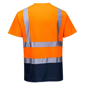 Hot Sale Men Short Sleeve Hi Vis Workwear Safety T-Shirts Front Pocket Breathable Reflective Safety Construction Worker T-Shirts - Product Image 6