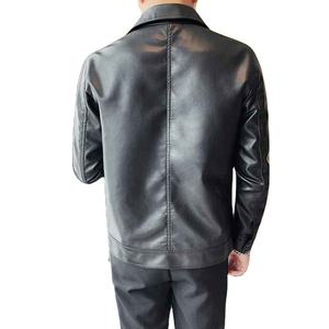 Chaqueta de Cuero para Hombre, 100% Cuero Genuino, Estilo Vintage, Cierre de Cremallera, Cuello Camisero, Relleno de Algodón - Product Image 4