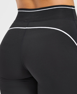 Leggings Ligeros para Mujer, Cintura Alta, Largos, Negros, de Spandex y Nailon, Tejido de Punto, Corte Holgado, con Rayas Laterales Blancas, para Todas las Temporadas - Product Image 5