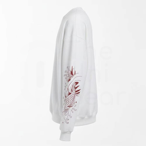 Sudadera Blanca Extra Grande con Estampado de Pez Koi Rojo, Sudadera Informal Unisex de Punto para Otoño - Product Image 5