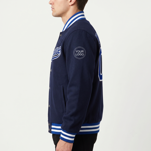 Custom Embroidered Satin Lining 100% Polyester Unisex Autumn Varsity <b>Jacket</b> Snap Front <b>Smart</b> Casual Teamwear - Product Image 3