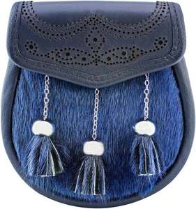 Pochette Sporran en cuir de vachette véritable à motif tartan écossais avec emblème nœud celtique et pompons pour sacs - Product Image 5