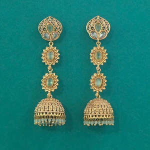 Grossistes de bijoux fantaisie artificiels en Inde, Jhumki antique avec placage or 233088 - Product Image 1