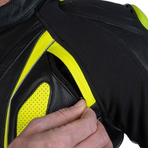 Blouson de moto unisexe noir et jaune en cuir imprimé, grande taille, manches longues, coupe-vent, toutes saisons, pour la course - Product Image 5