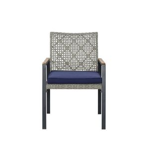 Set da Pranzo da Esterno in Legno di Acacia a 5 Pezzi per Tutte le Stagioni con Foro per Ombrellone, Mobili da Conversazione in Rattan per Bistrot - Product Image 3