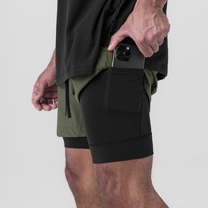 Short de sport double couche pour homme, vêtements de sport personnalisés, short de course en polyester et mesh respirant. - Product Image 3