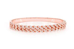 Pulsera de Cadena de Oro Amarillo de Lujo con Diamantes de Corte Brillante Redondo y Engaste en Canal, Unisex, para Uso Diario - Product Image 3