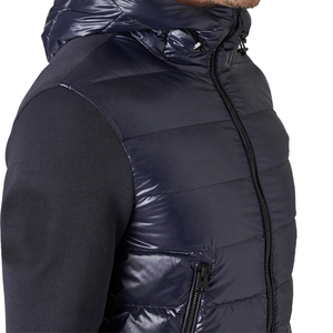 Chaqueta Acolchada con Capucha para Hombre, Azul Oscuro, Poliéster, Resistente al Viento, Cierre Frontal con Cremallera, Abrigo Casual de Invierno con Dos Bolsillos Laterales - Product Image 4