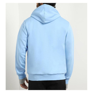 Sweat-shirt à capuche zippé bleu clair pour homme, coupe classique, avec poches, en coton French Terry, couleur unie, idéal pour l'automne - Product Image 2