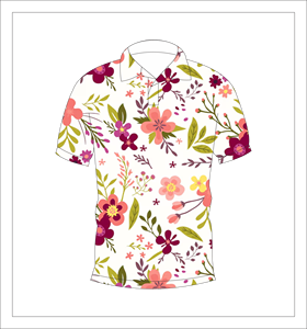 Polo à manches courtes pour hommes, blanc, imprimé floral multicolore, chemise décontractée à la mode pour l'été - Product Image 1