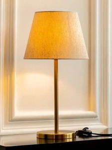 Modern Brass Finish KS International <b>Table</b> Lamp Fabric Shade Round Floor Lamp <b>Minimalist</b> Indoor Lighting for Bedroom Living Room - Product Image 3