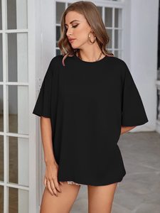 เสื้อยืดแขนสั้นโอเวอร์ไซส์สำหรับผู้หญิง ทรงหลวม ผ้าฝ้ายผสมโพลีเอสเตอร์ เสื้อยืดโอเวอร์ไซส์สำหรับผู้หญิง เสื้อยืดกีฬาสำหรับผู้หญิง - Product Image 3